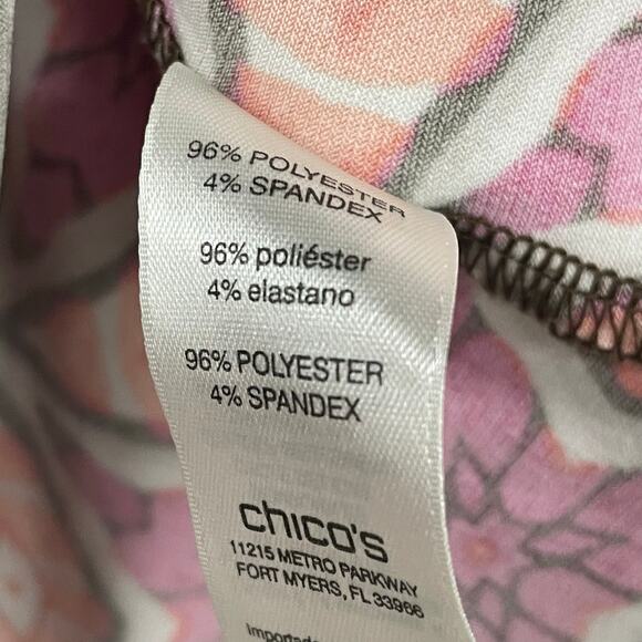 Chico's Off the Shoulder Pink Orange Geo Print Top Womens 12 - Picture 4 of 7